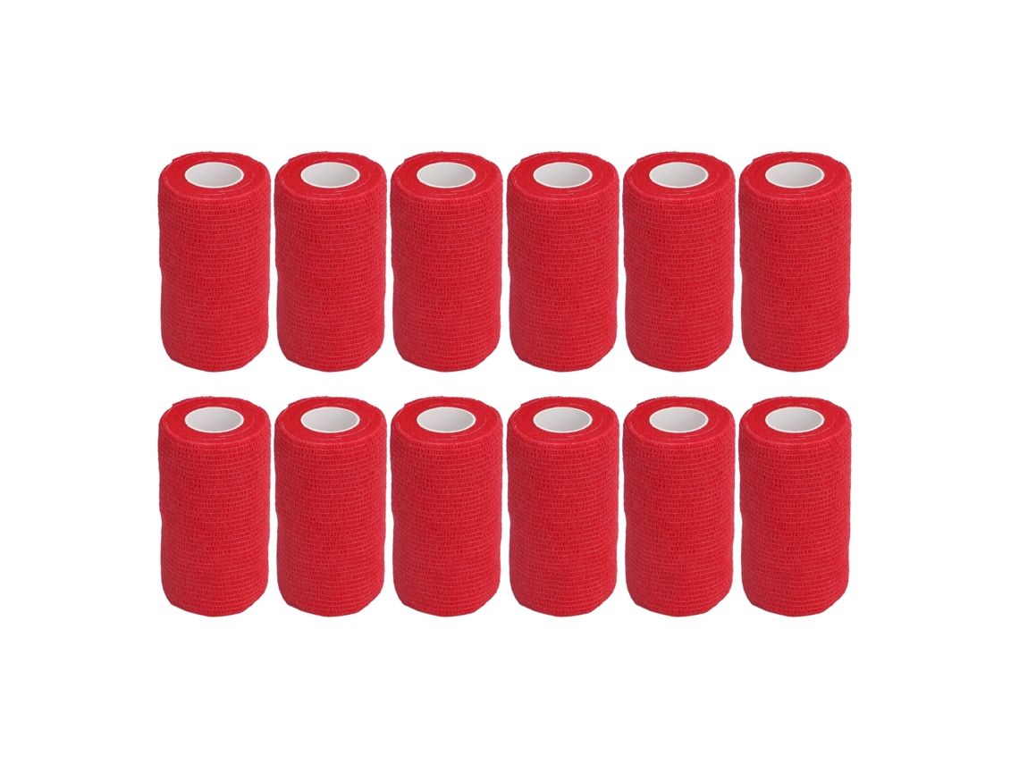 12 Vendas Elásticas para Gado, Cães, Cavalos, 10cm, Vermelho