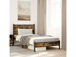 Estrutura De Cama Sem Colchão 100x200 Cm Metal Carvalho Fumado