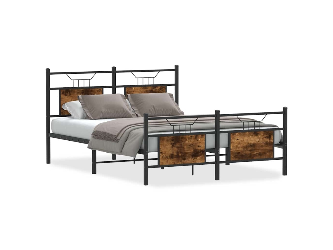 Bed Frame, Bed Frames Vidaxl Marrom Madeira Processada (140 X 190 Cm)