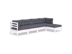 Conjunto de 5 Garden Lounge com Almofadões Pinho Branco MAISON EXCLUSIVE