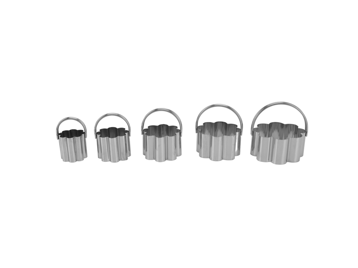 Conjunto de 5 Cortadores de Biscoitos de Aço Inox com Alça Moldes para Baking Dia Dos Namorados Flor
