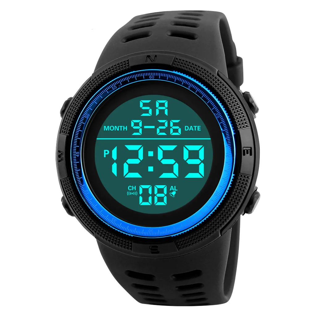 Relógio Esportivo Digital Masculino (azul) Com Visor Luminoso, Resistente À Água E Multifuncional.