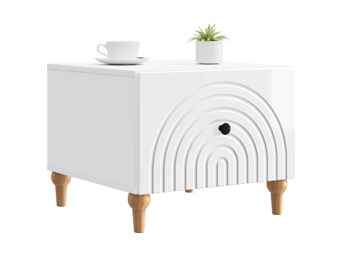 Mesa de Centro com Gaveta Branco Brilhante 49x50x40 cm MAISON EXCLUSIVE