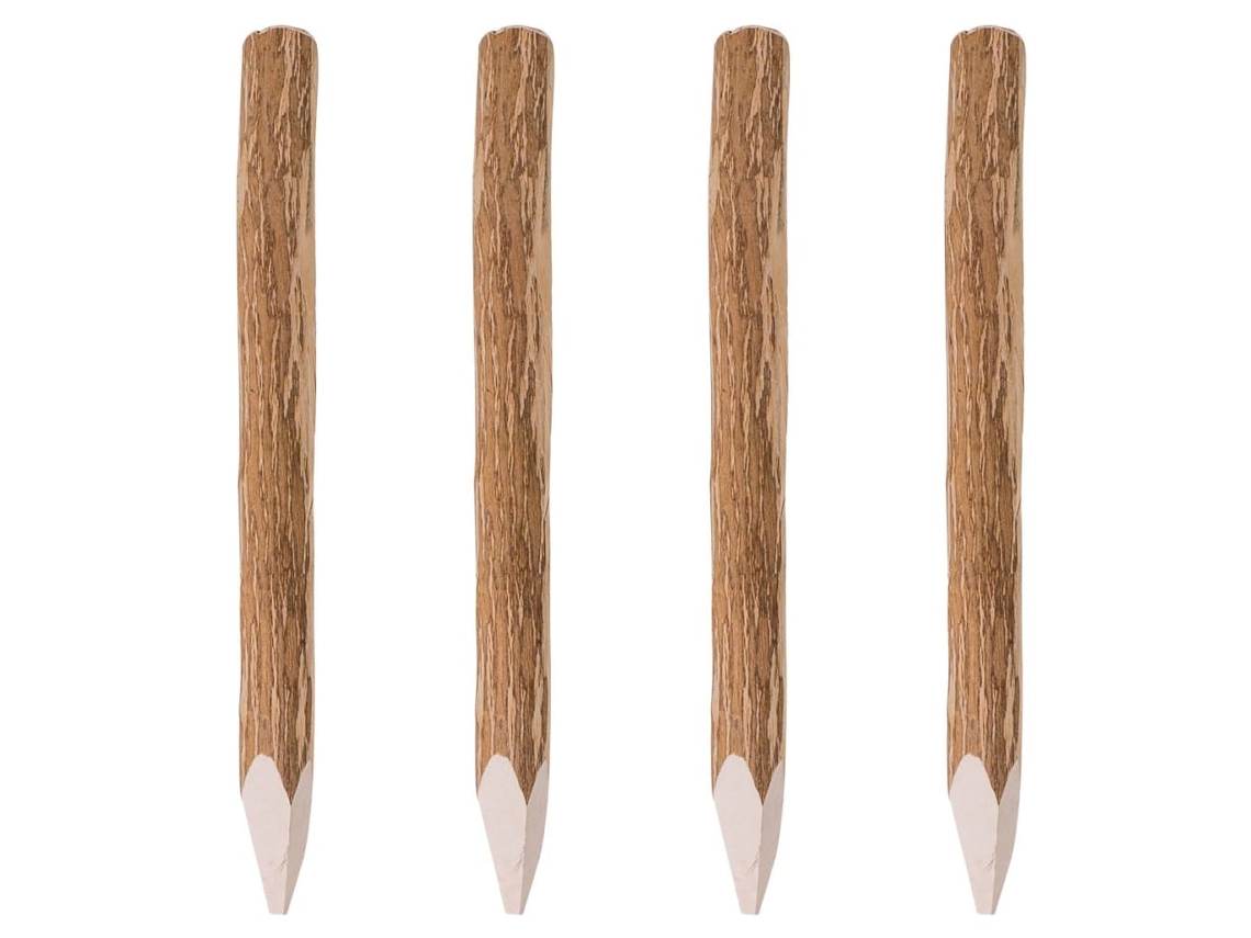 Vidaxl Postes/estacas Cerca 4 Pcs 90 Cm Madeira De Aveleira