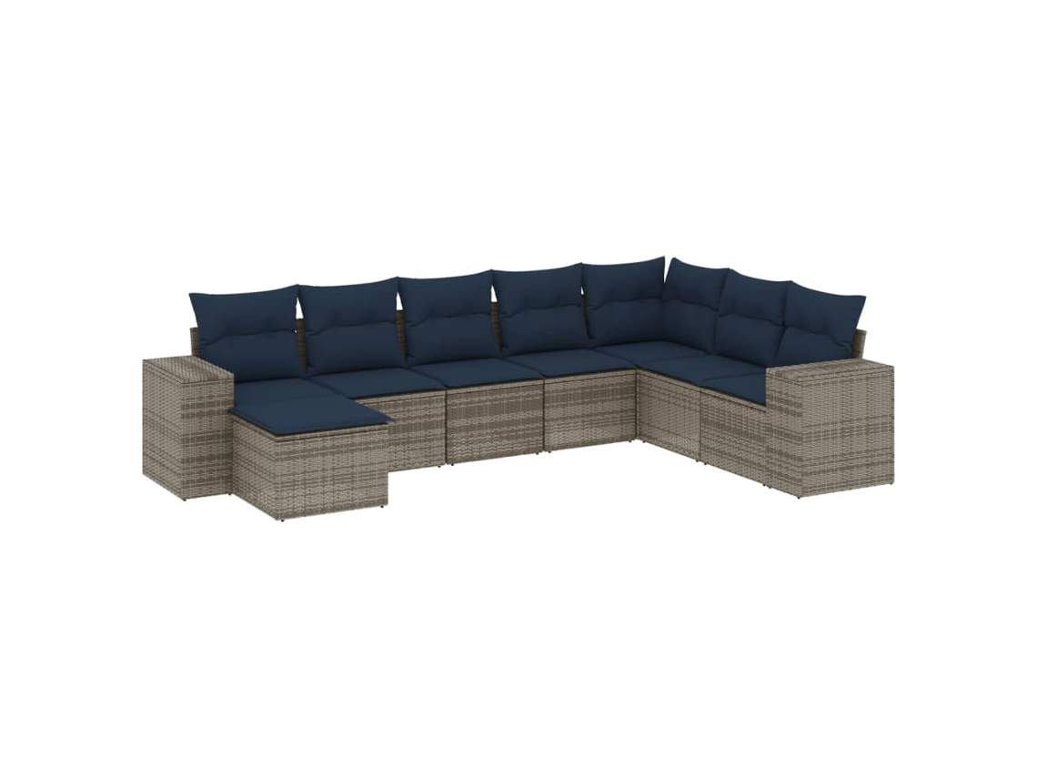Conjunto de Sofá de Jardim, 8 Peças, Almofadas, Rattan Cinza MAISON EXCLUSIVE