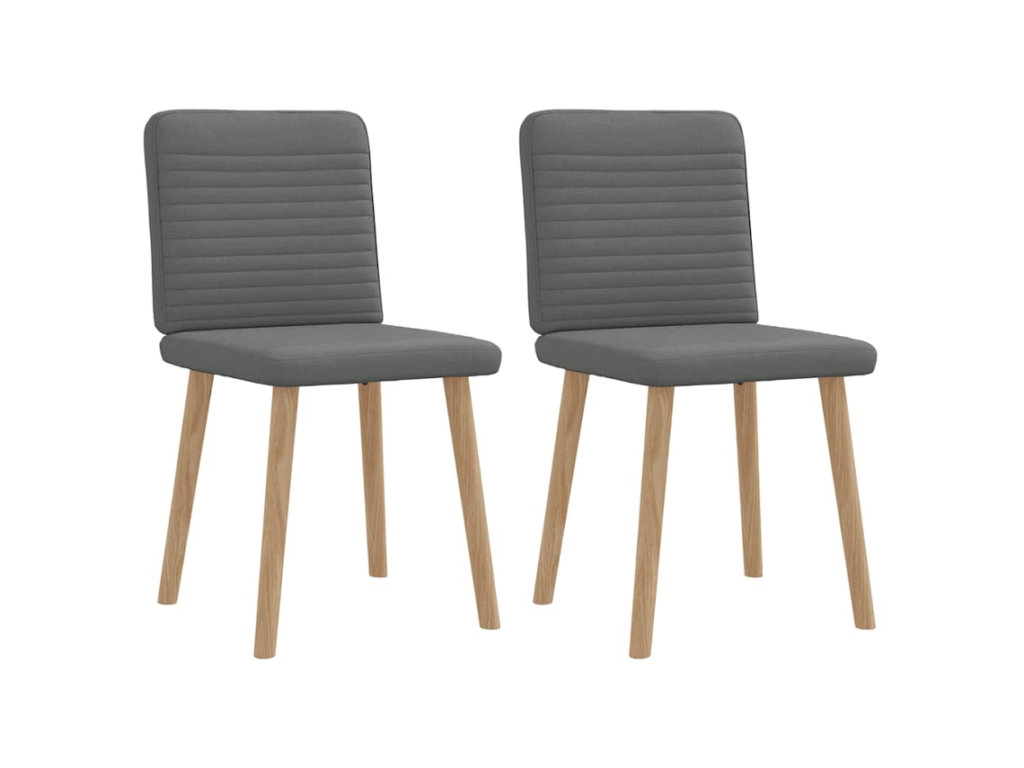 Vidaxl Cadeiras De Jantar 2 Pcs Tecido Cinzento-escuro