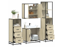 Vidaxl 4 Pcs Conj. Móveis Casa Banho Derivados Madeira Carvalho Sonoma
