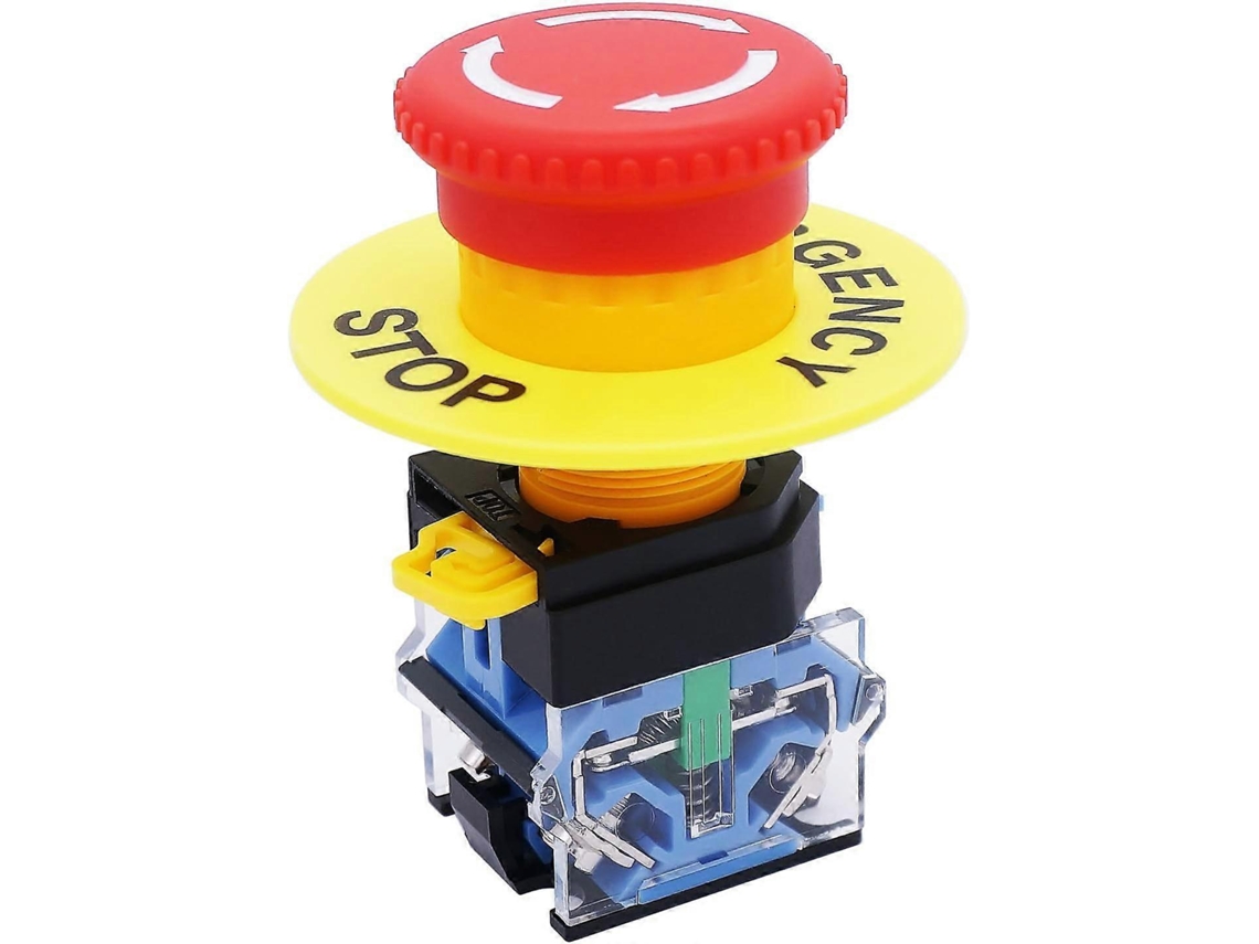 Botão de Parada de Emergência Auto bloqueio Giratório Ac 440v 10a 22mm no Nc Interruptor de Pulsador Vermelho
