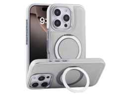 Capa Para Iphone 16 Pro Max Híbrido Suporte Anel Branco Czhhmart