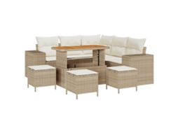 Conjunto 9 Móveis De Jardim Vidaxl Bege Madeira De Acácia Maciça (200 X 200 X 85 Cm)