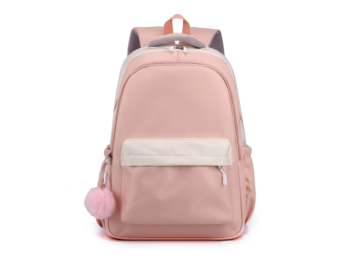 Mochila, Leve, Portátil, À Prova D'água, Rosa + Bola De Pelo