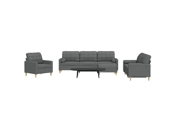 Vidaxl 4pcs Conjunto Sofás C/ Almofadões/apoio Pés Tecido Cinza-escuro