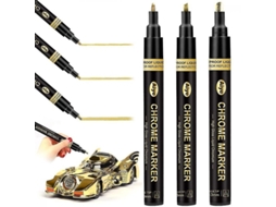 2026 set 3 Marcadores de Cromo Líquido com Efeito Espejo, Placa Metálica e Pincéis para Arte Manual Diy em Superfícies Lisas: Ouro e Prata Oro