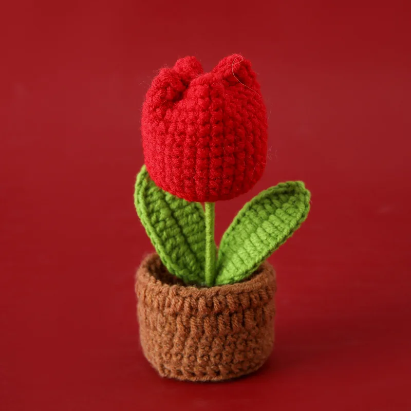 (15 Cm) Mini Vaso De Flores De Crochê, Decoração Fofa De Flor Tricotada Feita À Mão.