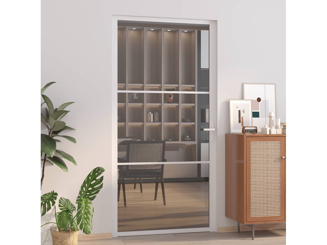 Vidaxl Porta De Interior 102,5x201,5 Cm Vidro Esg E Alumínio Branco