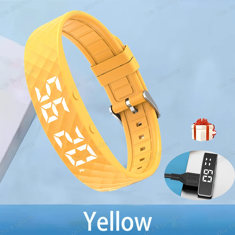 Rastreador de Atividades Físicas com Alarme Vibratório, Monitoramento do Sono e Pedômetro. MDUG (amarelo)