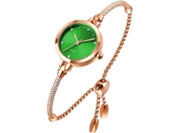 Lurelia Relógio Feminino, Movimento De Quartzo, Detalhes Com Strass, 0,31 Polegadas, 8 Mm, Resistente À Água, Rosa Ouro, Vermelho