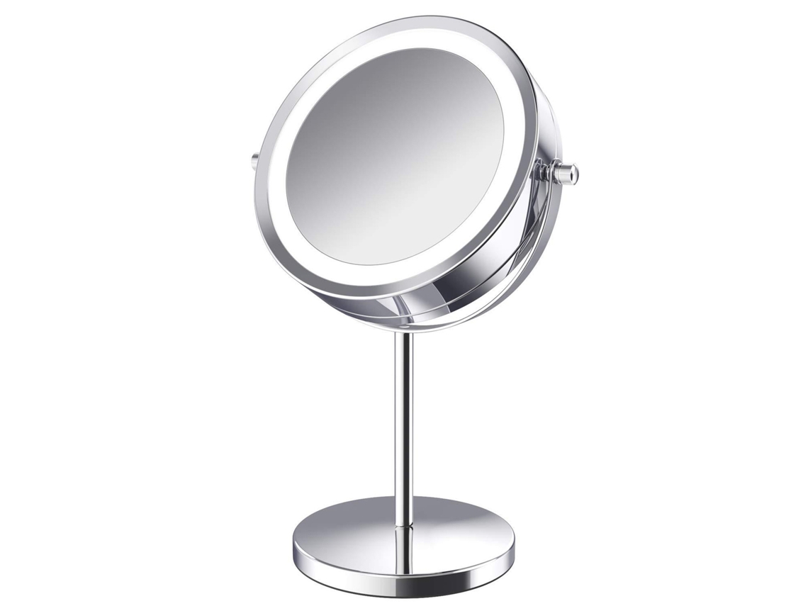 Espelho De Maquiagem Led 5x Ampliação Rotação 360 Graus