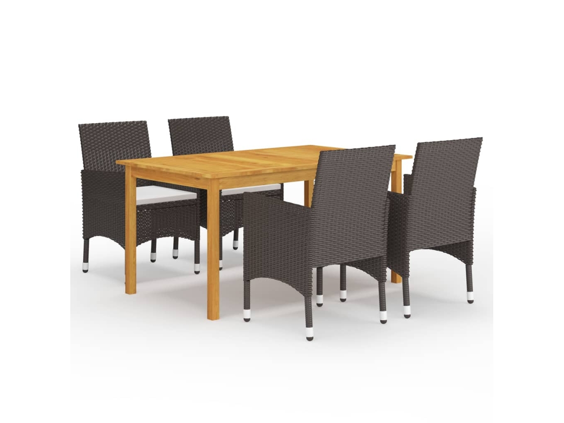 Vidaxl 5 Pcs Conjunto De Jantar Para Jardim Castanho