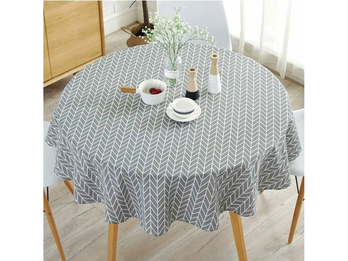 Toalha De Mesa Redonda De Algodão E Linho, Toalha De Rosto Simples, Estilo Nórdico, Fresca, Durável, Reutilizável, Resistente A Rugas, Decoração De Co