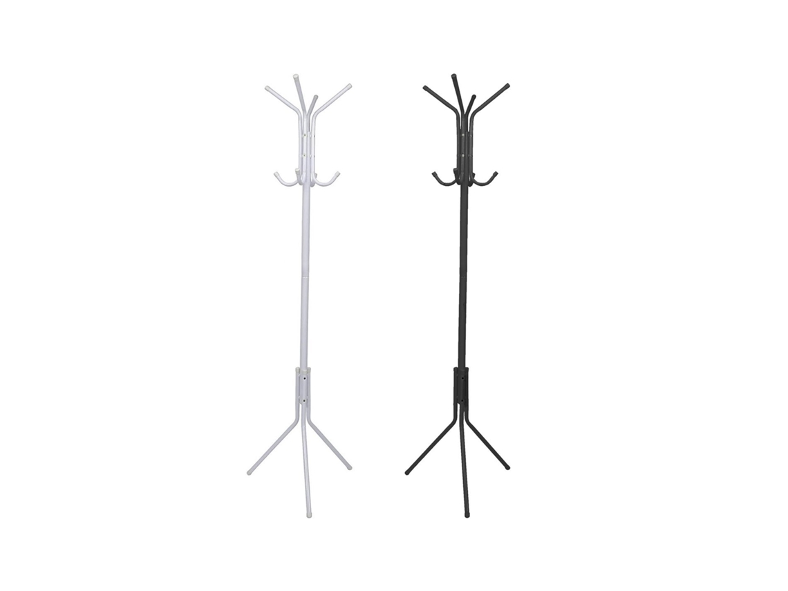 Perchero Con Pie Metálico Minimalista | 8 Ganchos | Soporte Para Abrigos Y Sombreros | Blanco Negro