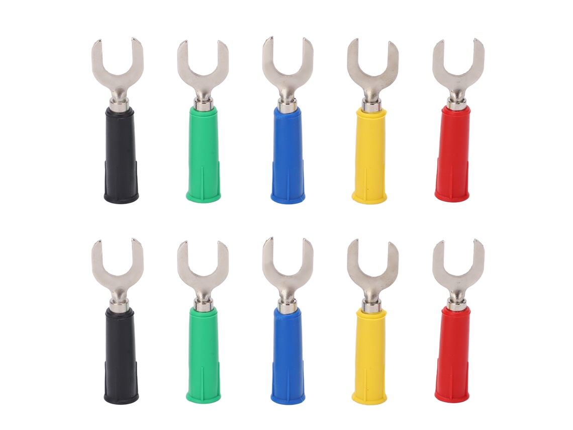10pcs conectores de fio garfo espátula u tipo latão pvc 4mm 36a para equipamentos eletrônicos industriais automóveis