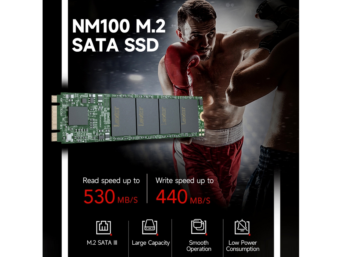 Lexar Nm100 256gb M.2 Sata Iii Ssd Interno De Alta Velocidade E Baixo Consumo De Energia 530mb/s De Leitura