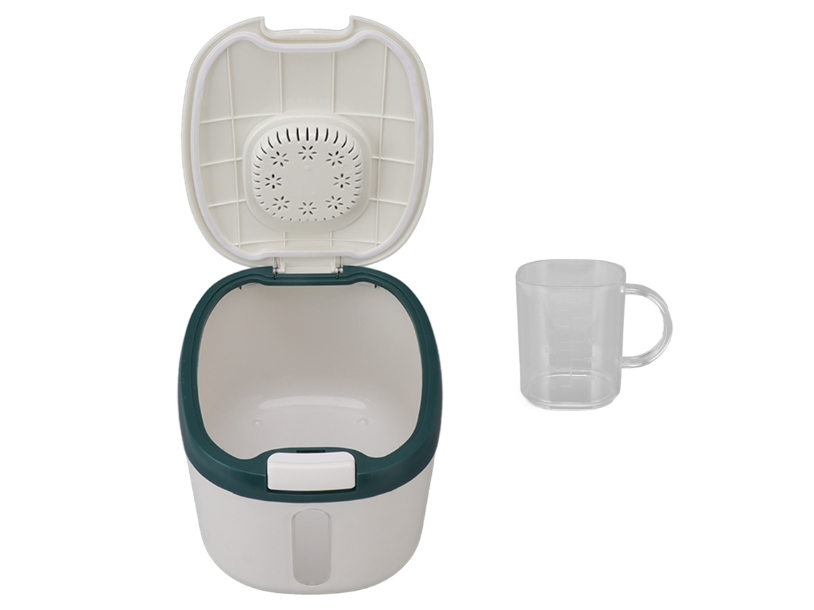 Recipiente Airtight Para Arroz 5kg Sem Cheiro Com Janela Transparente Para Grãos Açúcar Farinha Cor Verde