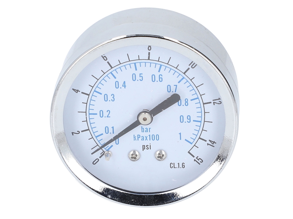 Manômetro De Pressão Axial De Duas Escalas 0-1bar/100kpa 0-15psi 1/4in Npt 2.5in Para Ar Água Combustível