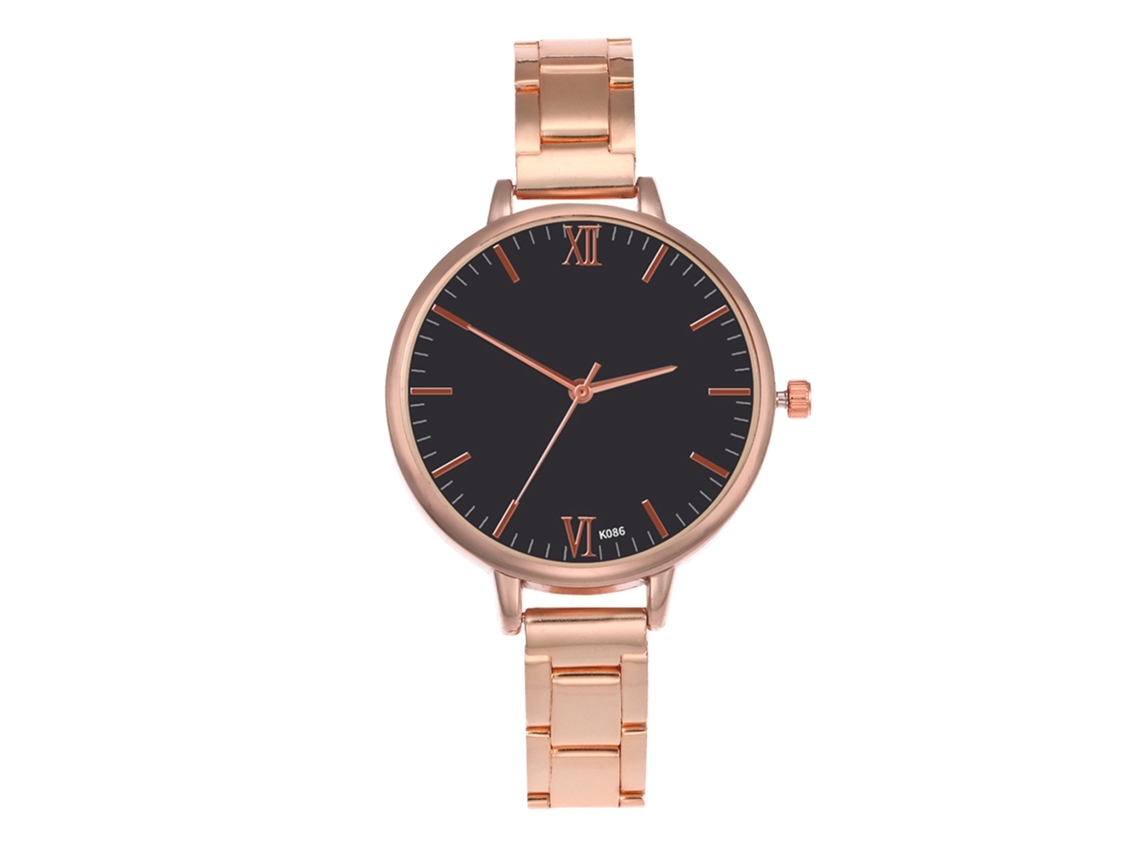 Relógio de Pulso Feminino de Luxo com Pulseira de Aço Relógio Analógico Quartzo Ouro Rosa