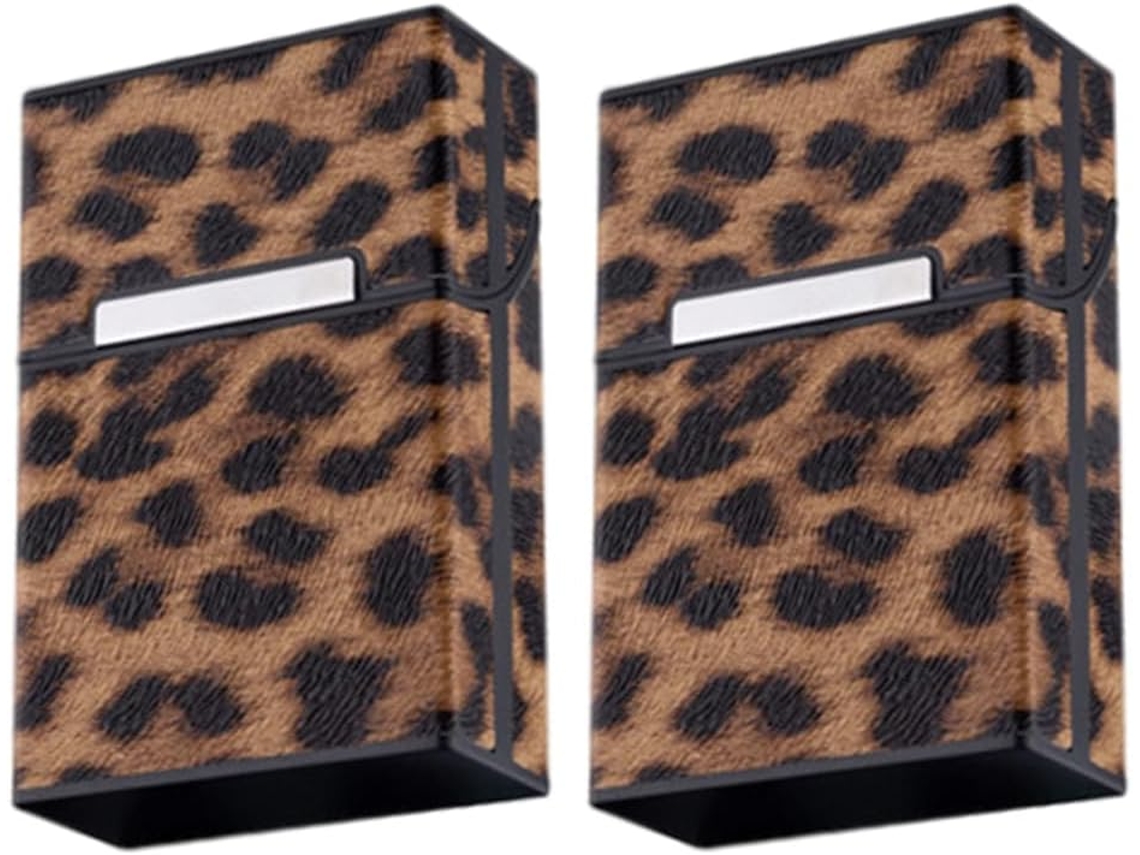 Estojo Protetor Com Estampa De Leopardo Para 20 Cigarros, Com Fecho Flip-top.