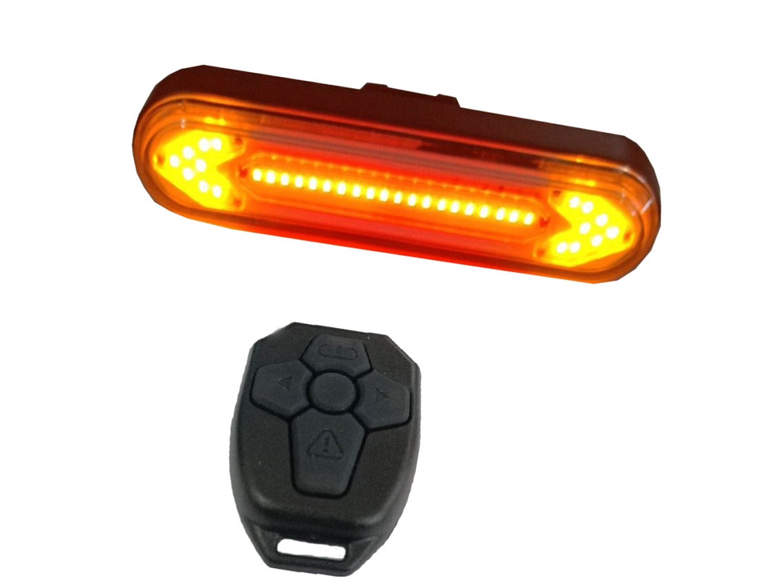 Luz De Freio E Sinal De Virada Sem Fio Com Controle Remoto Usb Recarregável Para Bicicleta