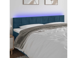 Vidaxl Cabeceira De Cama C/ Luzes Led Veludo 180x5x78/88cm Azul-escuro