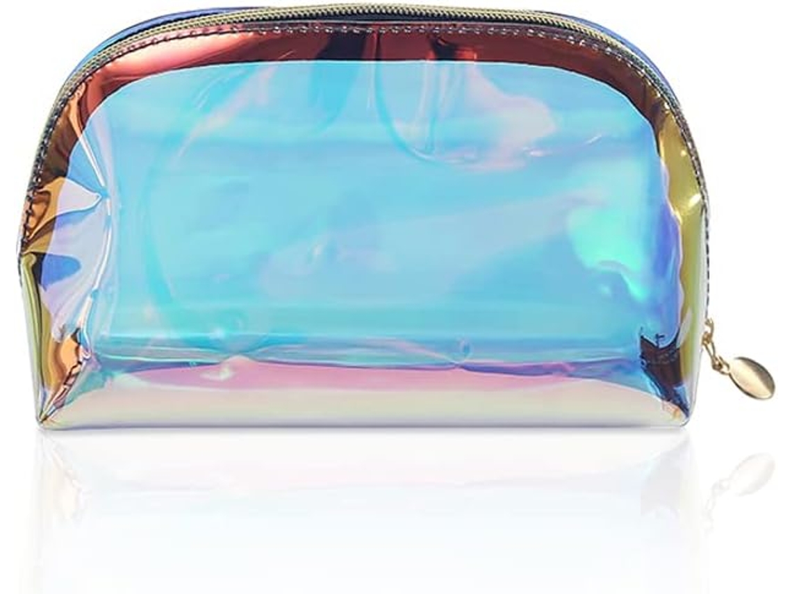 Bolsa Cosmética Holográfica Transparente Iridescente Com Zíper Bolsa De Higiene Portátil À Prova D'Água Paraes Pequena ZMDECQNA