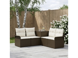 Vidaxl Conjunto De Sofás 5 Unid. Marrom E Branco Creme