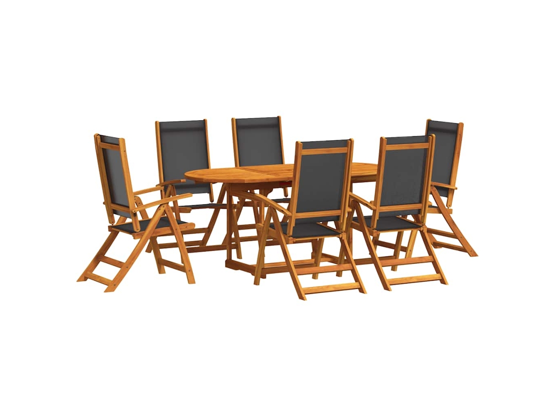 Maison Exclusive - 7 Pcs Conjunto De Jantar Para Jardim Acácia Maciça E Textilene
