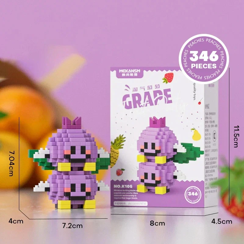 Blocos de Montar em Formato de Frutas, Mini Jogo de Quebra cabeça Faça Você Mesmo, Decoração para Casa MDUG