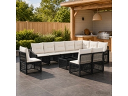 Vidaxl Conjunto De Sofá De Jardim 11 Unid. Preto Vime Pe