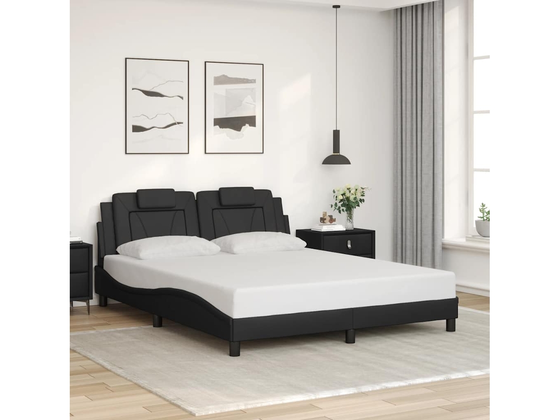 Vidaxl Estrutura de Cama Viana Sem Colchão 160x200 Cm Couro Artificial Preto