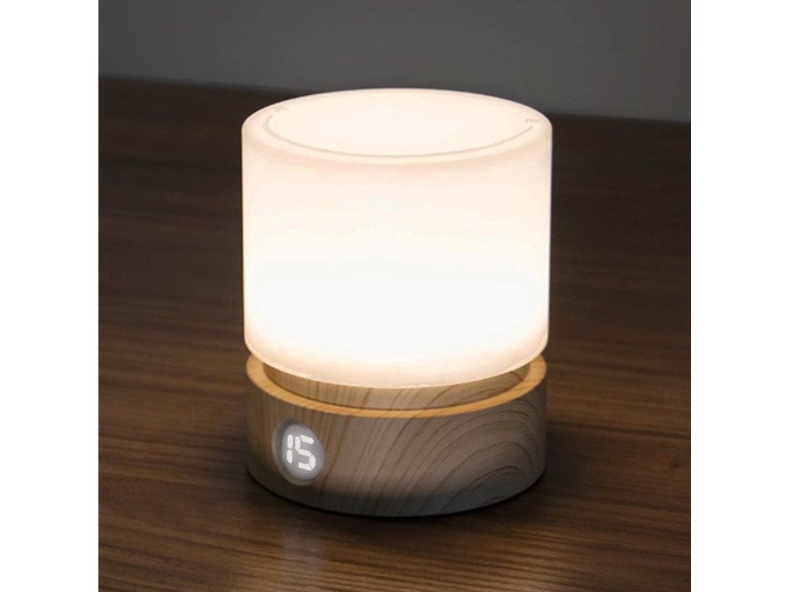 2026-lâmpada De Noite Timer Linjou, Luz Led Regulável, Recarregável, Bateria, Modo Sonho, Cabo De Madeira, Antiderrapante