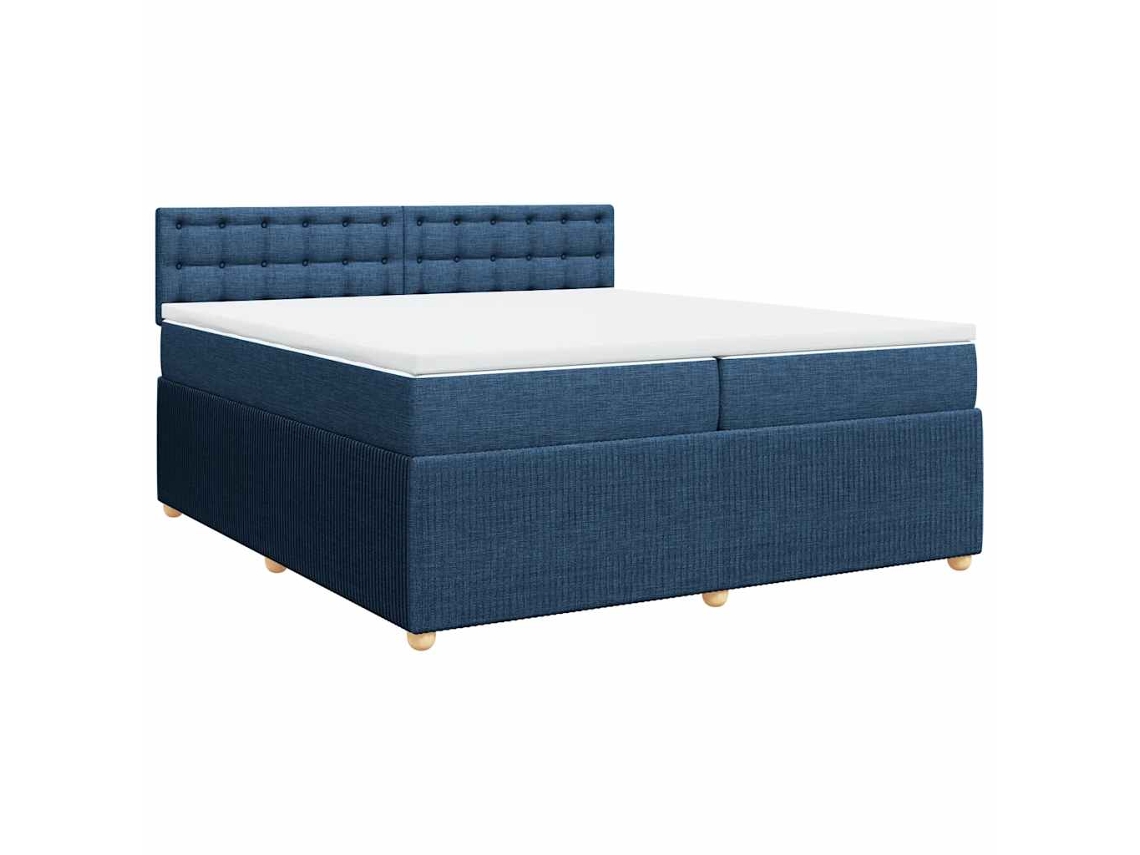 Cama com Molas/colchão 200x200 Cm Tecido Azul MAISON EXCLUSIVE