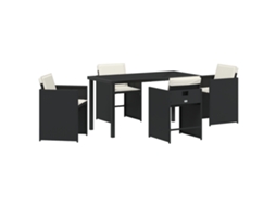 Conjunto 5 De Jantar De Jardim Vidaxl Com Almofadas Preto Vime Pe