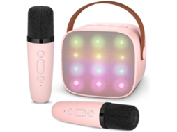 Kit De Microfone Sem Fio Infantil Duplo Rosa