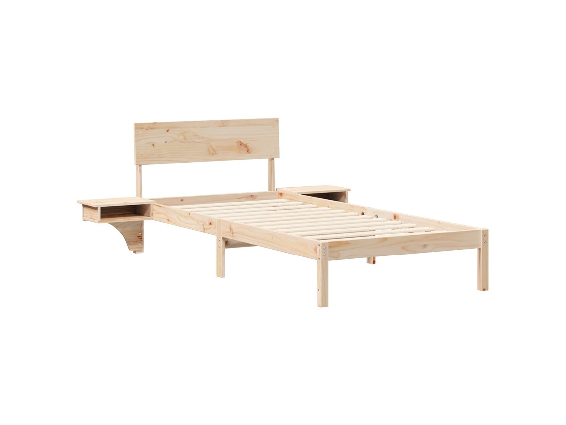Conjunto 1 Estrado De Cama Plataforma Vidaxl Castanho Madeira De Pinho Maciça (90 X 200 Cm)
