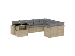 Conjunto de 10 Sofás para Jardim com Almofadões Vime Pe Bege MAISON EXCLUSIVE
