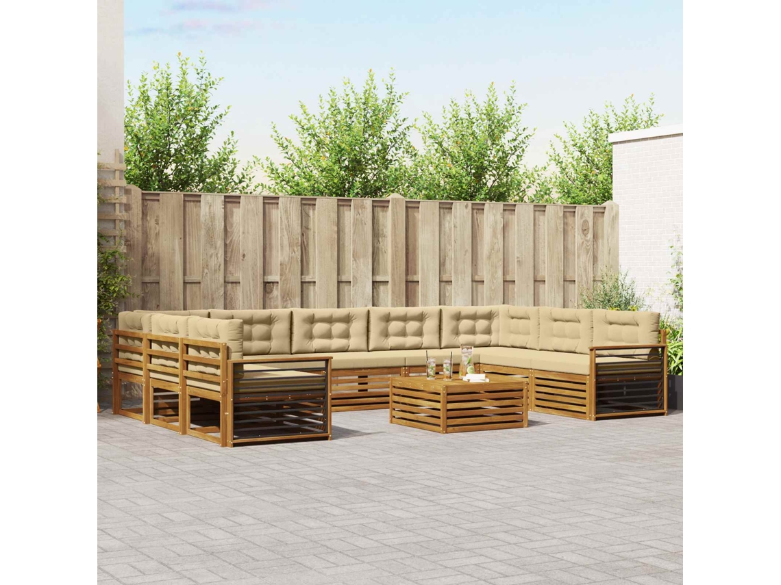 Vidaxl Conjunto De Sofás Para Exterior 10 Pcs Natural E Bege