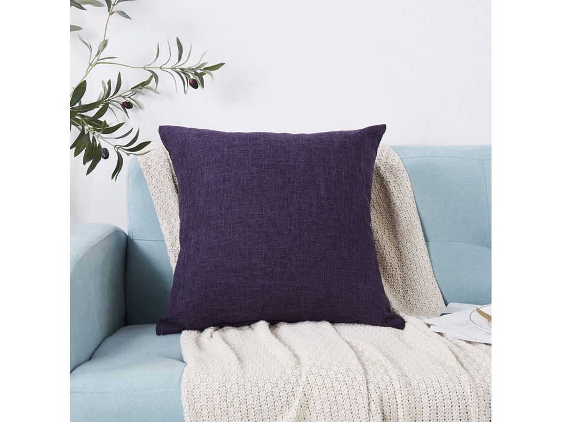 2026 capas de Travesseiros Decorativos de Linho Conjunto de 2 para Sofá, Cadeira, 16x16 Polegadas, Roxo Escuro