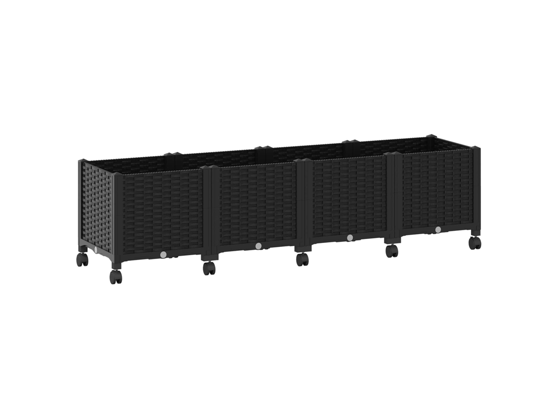Conjunto 1 Vaso De Jardim Vidaxl Preto Polipropileno (160 X 40 X 44 Cm)