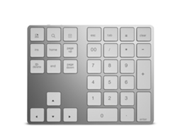 Teclado Numérico Sem Fio De Alumínio Com 34 Teclas, Teclado Bt Recarregável Para Windows, Ios, Android, Prata