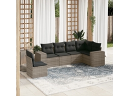 6 Pcs Conjunto Sofás De Jardim Com Almofadões Vime Cinza Dkd Home Decor